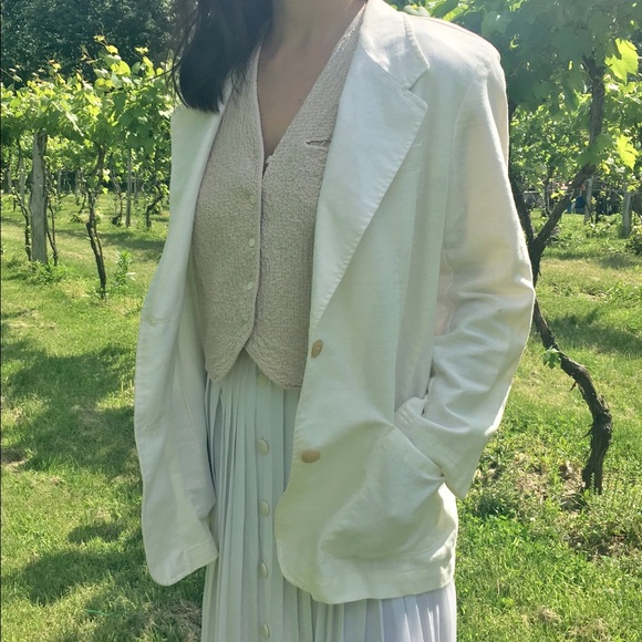 Vintage Jackets & Blazers - SOLD Vintage Cream Linen Blazer